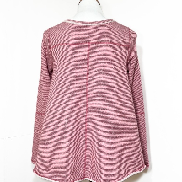 Free People Criss Cross Magenta Pink Striped Pullover Long Sleeve Sweatshirt Top - Picture 4 of 10
